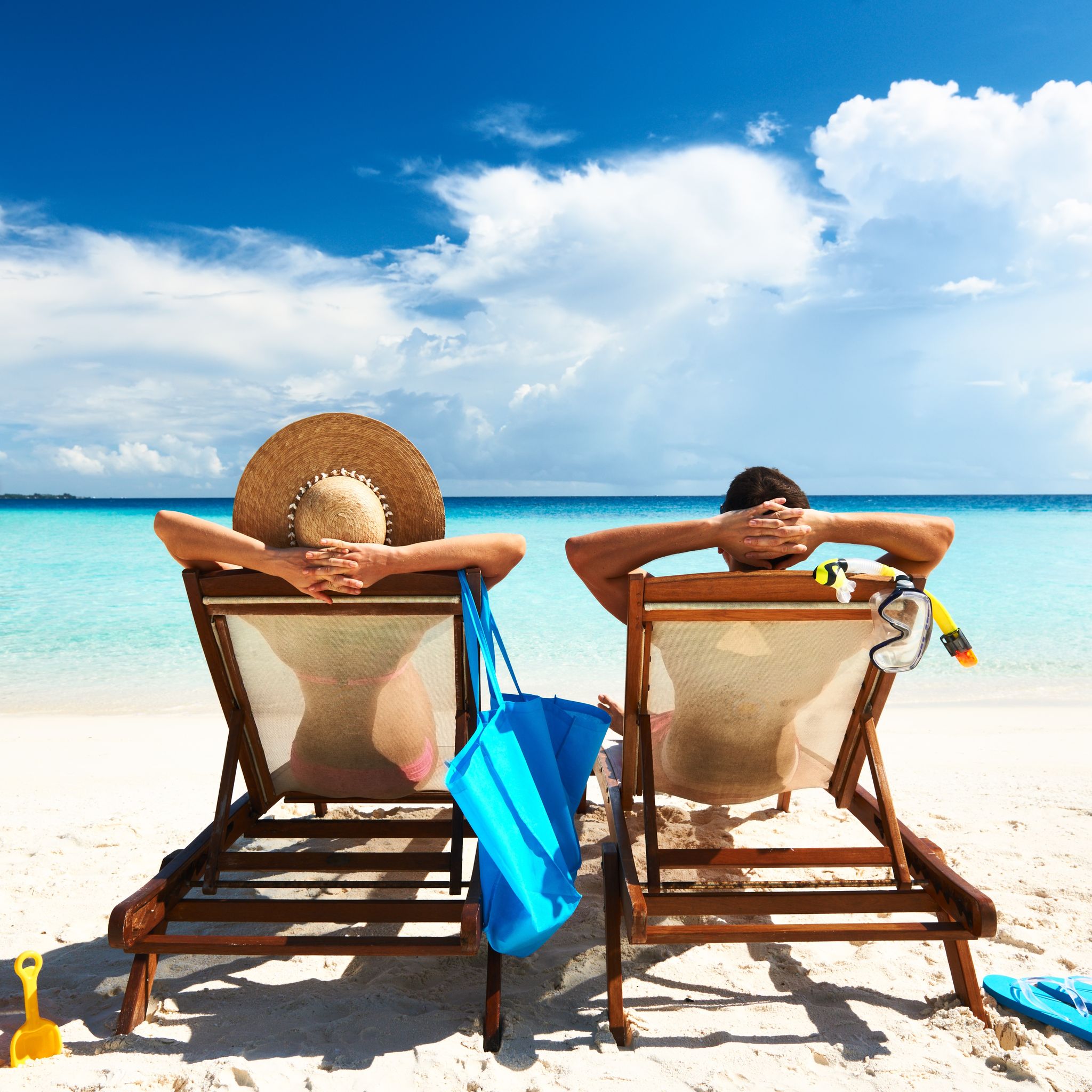 Relaxing on a quiet stretch of beach